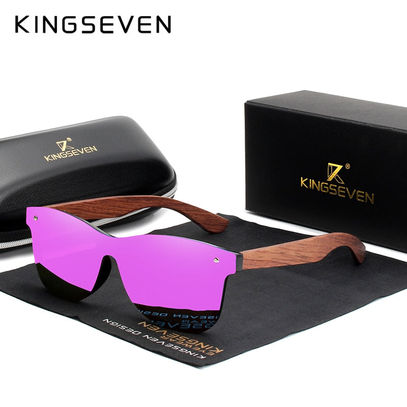 KINGSEVEN - Occhiali da sole polarizzati in legno naturale di alta qualità, tanti accessori inclusi - Nuova tendenza e moda Uomo Summer 2024