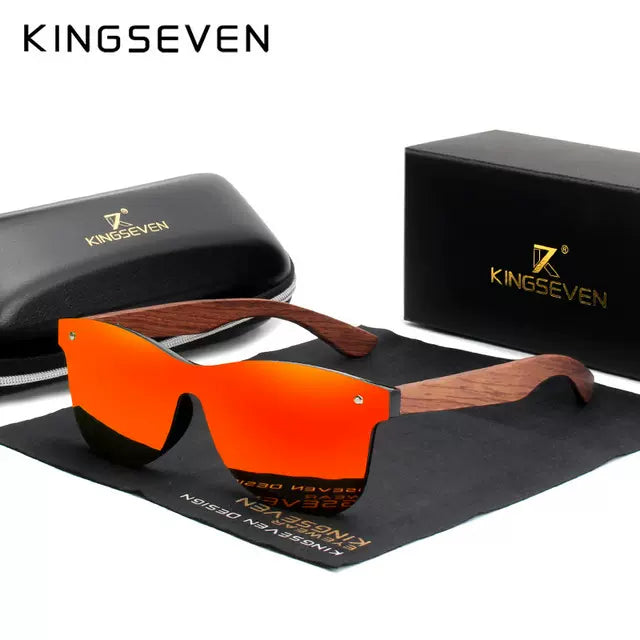 KINGSEVEN - Occhiali da sole polarizzati in legno naturale di alta qualità, tanti accessori inclusi - Nuova tendenza e moda Uomo Summer 2024